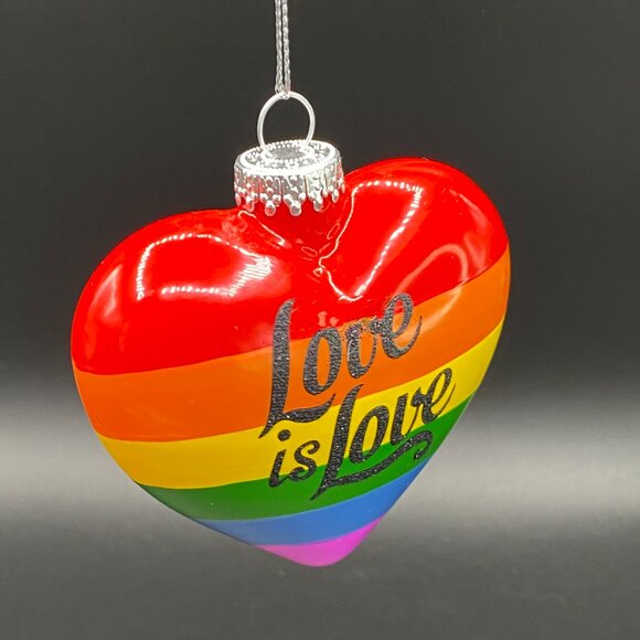 Love is Love Pride Heart Christmas Tree Ornament Holiday Seasonal Decor - Picture 1 of 13